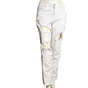Just Black Denim Jeans White Made In USA Thrashed Relaxed Fit Mid-Rise Sz 31